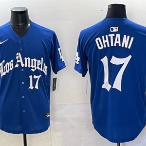 Los Angeles Dodgers #17 Shohei Ohtani Blue 2025 LA Gothic Style With Fernando Patch Vapor Premier Limited Stitched Jersey