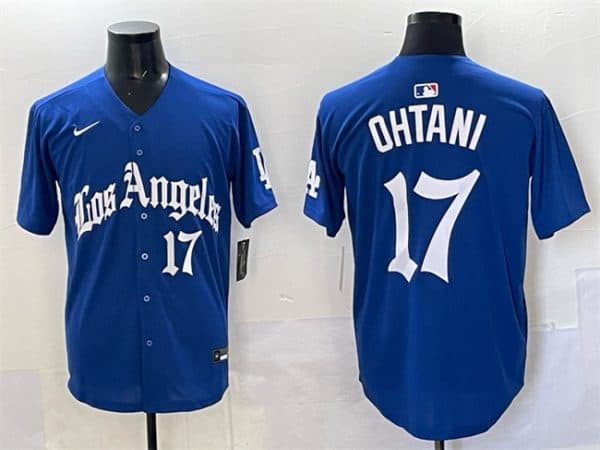 Los Angeles Dodgers #17 Shohei Ohtani Blue 2025 LA Gothic Style With Fernando Patch Vapor Premier Limited Stitched Jersey