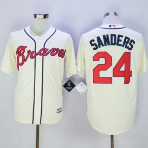 Braves #24 Deion Sanders Cream New Cool Base Stitched Jersey