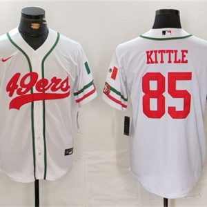 San Francisco 49ers #85 George Kittle White With Patch Cool Base Stitched Jersey