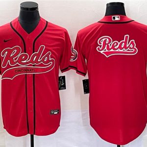 Cincinnati Reds Red Team Big Logo With Patch Cool Base Stitched Jersey
