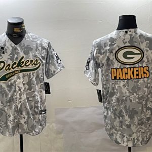 Green Bay Packers Team Big Logo 2024 Arctic Camo Salute To Service Stitched Jersey