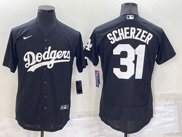Los Angeles Dodgers #31 Max Scherzer Black Cool Base Stitched Baseball Jersey