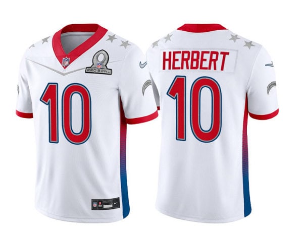 Los Angeles Chargers #10 Justin Herbert 2022 White Pro Bowl Stitched Jersey