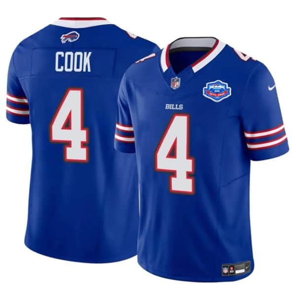 Buffalo Bills #4 James Cook Blue 2025 F.U.S.E. With Farewell Patch Vapor Untouchable Limited Stitched Jersey