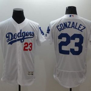 Dodgers #23 Adrian Gonzalez White Flexbase Authentic Collection Stitched Jersey
