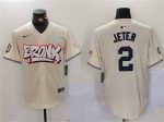 New York Yankees #2 Derek Jeter Cream Bronx Graffiti V2 Vapor Limited Stitched Jersey