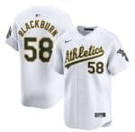 Oakland Athletics #58 Paul Blackburn White Home Limited Stitched Jersey