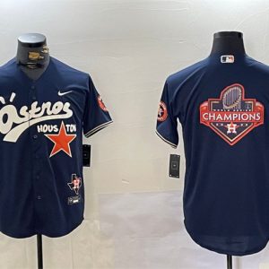 Houston Astros Navy Team Big Logo Cactus Jack Style Vapor Premier Limited Stitched Jersey