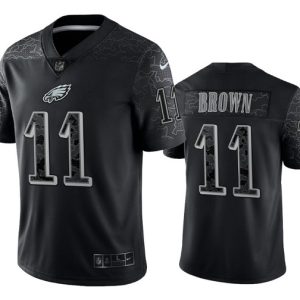 Philadelphia Eagles #11 A. J. Brown Black Reflective Limited Stitched Jersey