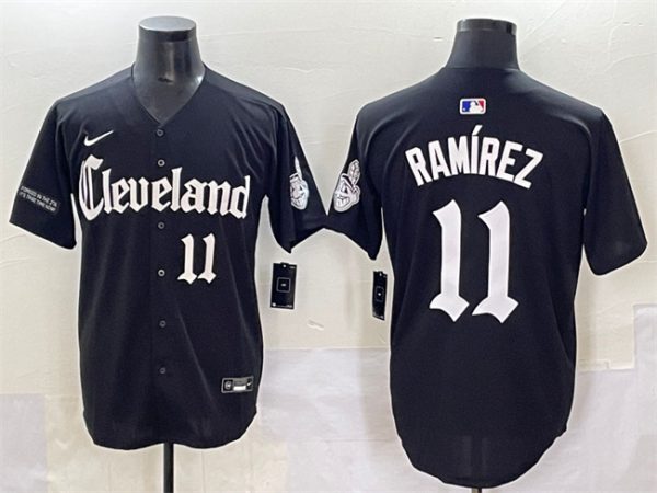Cleveland Guardians #11 Jos¨¦ Ram¨ªrez Black Gothic Vapor Premier Limited Stitched Jersey