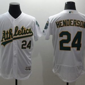 Athletics #24 Rickey Henderson White Flexbase Authentic Collection Stitched Jersey