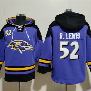 Baltimore Ravens #52 Ray Lewis Ageless Must-Have Lace-Up Pullover Hoodie