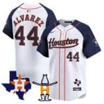 Houston Astros #44 Yordan Alvarez White Navy Premier Patch Cool Base Stitched Jersey
