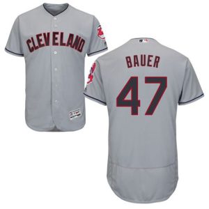 Indians #47 Trevor Bauer Grey Flexbase Authentic Collection Stitched Jersey