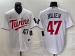 Minnesota Twins #47 Edouard Julien White Cool Base Stitched Jersey