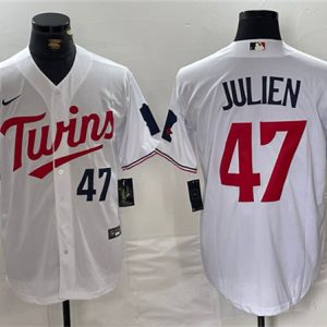 Minnesota Twins #47 Edouard Julien White Cool Base Stitched Jersey