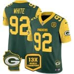 Green Bay Packers #92 Reggie White Green 2024 F.U.S.E. 13 Time World Champions And Home Patch Vapor Untouchable Limited Stitched Jersey