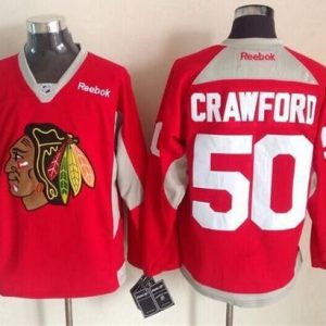 Blackhawks #50 Corey Crawford Red Practice Stitched Jersey