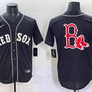 Boston Red Sox Team Big Logo Black Lights Out Limited Stitched Jersey