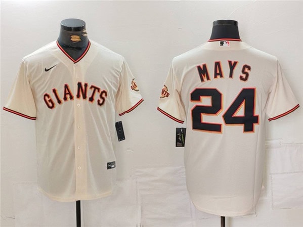San Francisco Giants #24 Willie Mays Cream Stitched Jersey