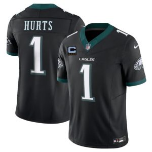 Philadelphia Eagles #1 Jalen Hurts Black 2024 F.U.S.E. With 4-Star C Patch Vapor Untouchable Limited Stitched Jersey