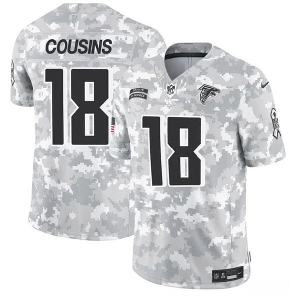 Atlanta Falcons #18 Kirk Cousins 2024 F.U.S.E. Arctic Camo Salute To Service Limited Stitched Jersey