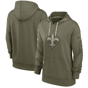 New Orleans Saints 2022 Olive Salute To Service Therma Performance Pullover Hoodie(Run Small)