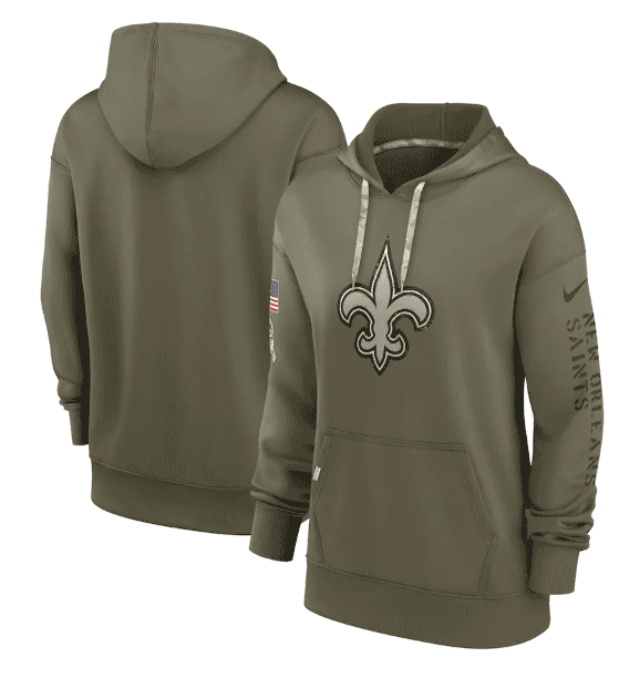 New Orleans Saints 2022 Olive Salute To Service Therma Performance Pullover Hoodie(Run Small)