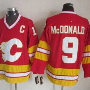 Flames #9 Lanny McDonald Red CCM Throwback Stitched Jersey
