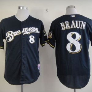 Brewers #8 Ryan Braun Stitched Blue Jersey