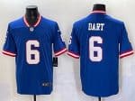 New York Giants #6 Jaxson Dart Royal 2025 Draft Vapor Untouchable Classic Retired Player Stitched Jersey