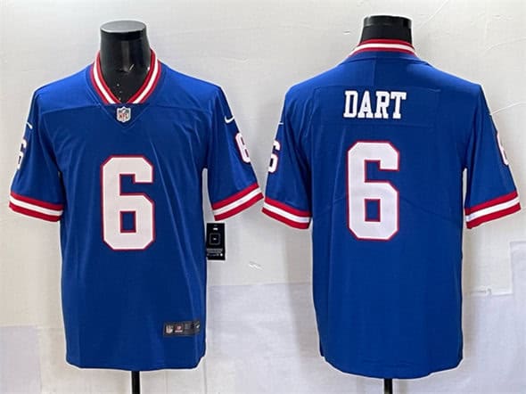 New York Giants #6 Jaxson Dart Royal 2025 Draft Vapor Untouchable Classic Retired Player Stitched Jersey