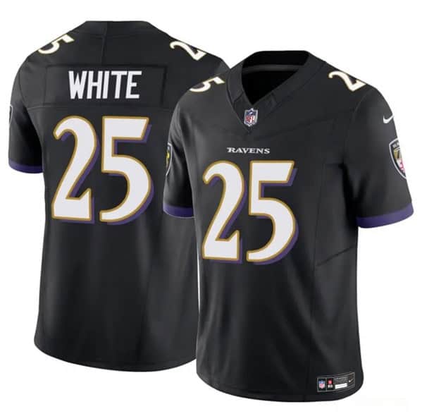 Baltimore Ravens #25 Tre'Davious White Black 2023 F.U.S.E. Vapor Limited Jersey
