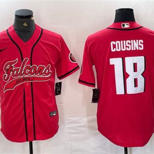 Atlanta Falcons #18 Kirk Cousins Red With Patch Cool Base Stitched Jersey
