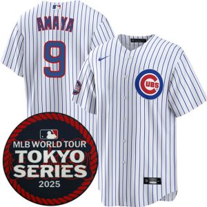 Chicago Cubs #9 Miguel Amaya White 2025 World Tour: Tokyo Series Home Stitched Jersey