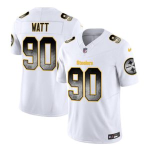 Pittsburgh Steelers #90 T.J. Watt White 2023 F.U.S.E. Smoke Vapor Untouchable Limited Stitched Jersey