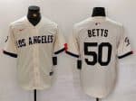 Los Angeles Dodgers #50 Mookie Betts Cream Stitched Jersey