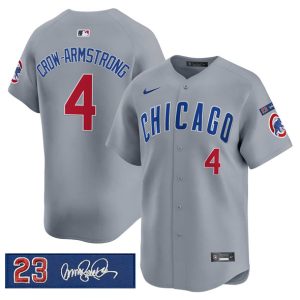 Chicago Cubs #4 Pete Crow-Armstrong Gray 'Ryne Sandberg Tribute' Vapor Limited V3 Stitched Jersey