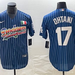 Los Angeles Dodgers #17 Shohei Ohtani Navy Cool Base With Patch Stitched Jersey