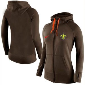 Nike New Orleans Saints Full-Zip Performance Hoodie Brown