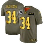 Raiders #34 Bo Jackson 2019 Olive Gold Salute To Service Limited Stitched Jersey