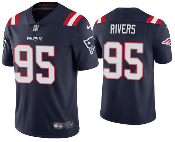 New England Patriots #95 Derek Rivers 2020 Navy Vapor Untouchable Limited Stitched Jersey
