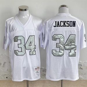 Las Vegas Raiders #34 Bo Jackson White Throwback Stitched Jersey