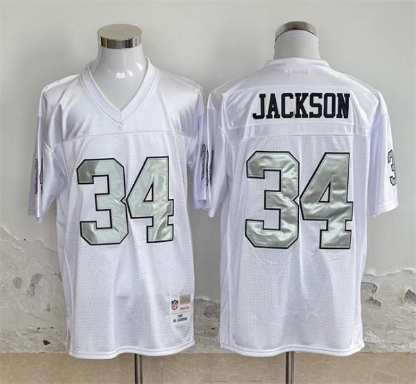 Las Vegas Raiders #34 Bo Jackson White Throwback Stitched Jersey