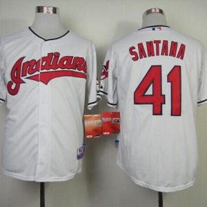 Indians #41 Carlos Santana White Cool Base Stitched Jersey