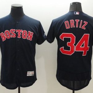 Red Sox #34 David Ortiz Navy Blue Flexbase Authentic Collection Stitched Jersey