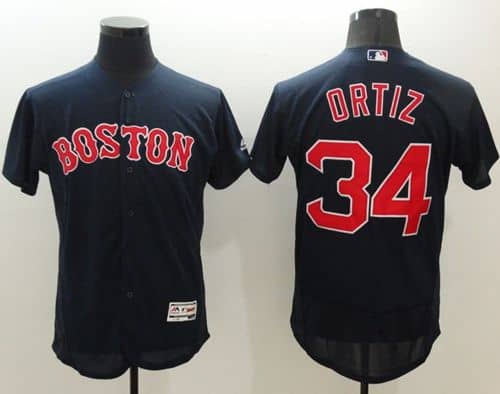 Red Sox #34 David Ortiz Navy Blue Flexbase Authentic Collection Stitched Jersey