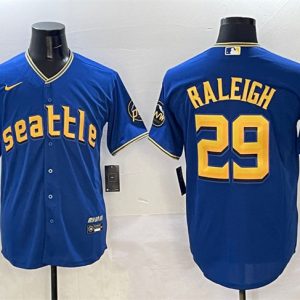 Seattle Mariners #29 Cal Raleigh Royal City Connect Cool Base Stitched Jersey