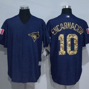 Blue Jays #10 Edwin Encarnacion Denim Blue Salute To Service Stitched Jersey